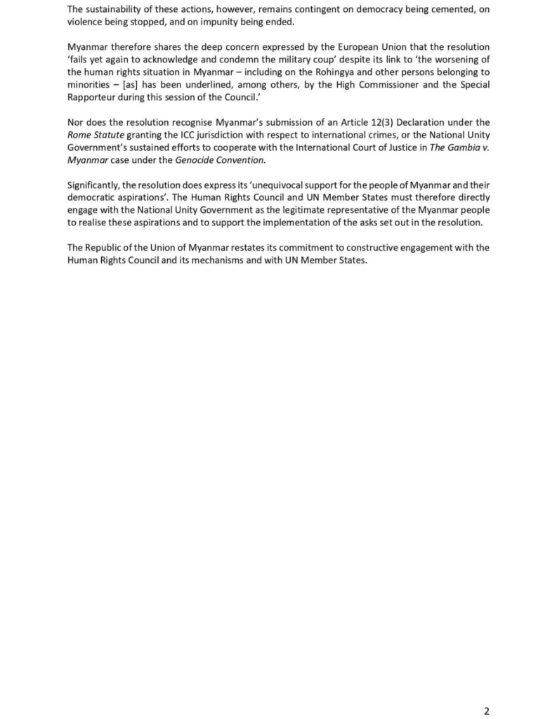 Adoption Of The Resolution On The Situation Of Human Rights Of Rohingya